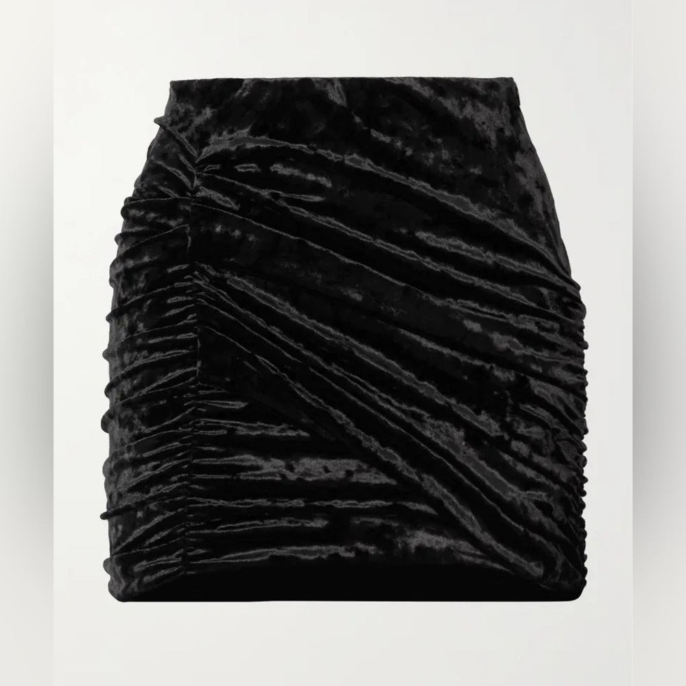 Isabel Marant Black Guilayo Ruched Crushed Velvet Mini Skirt